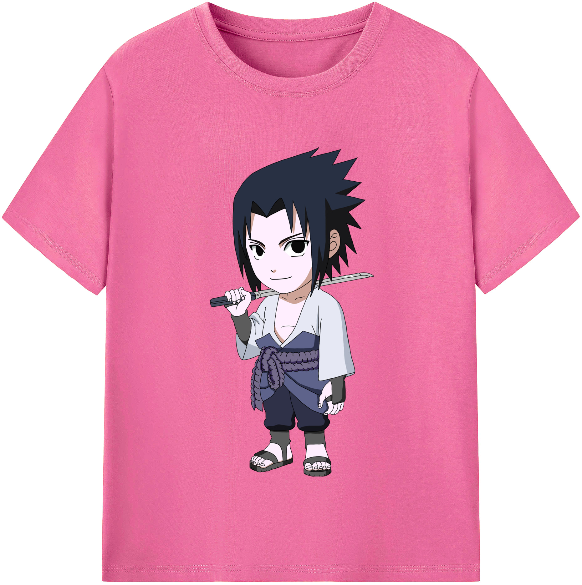 （画像用） NARUTO -ナルト- うちは サスケ Uchiha Sasuke レディースカジュアルプリントTシャツ（綿100％）